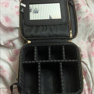 Black Travel Makeup Organizer with Mirror